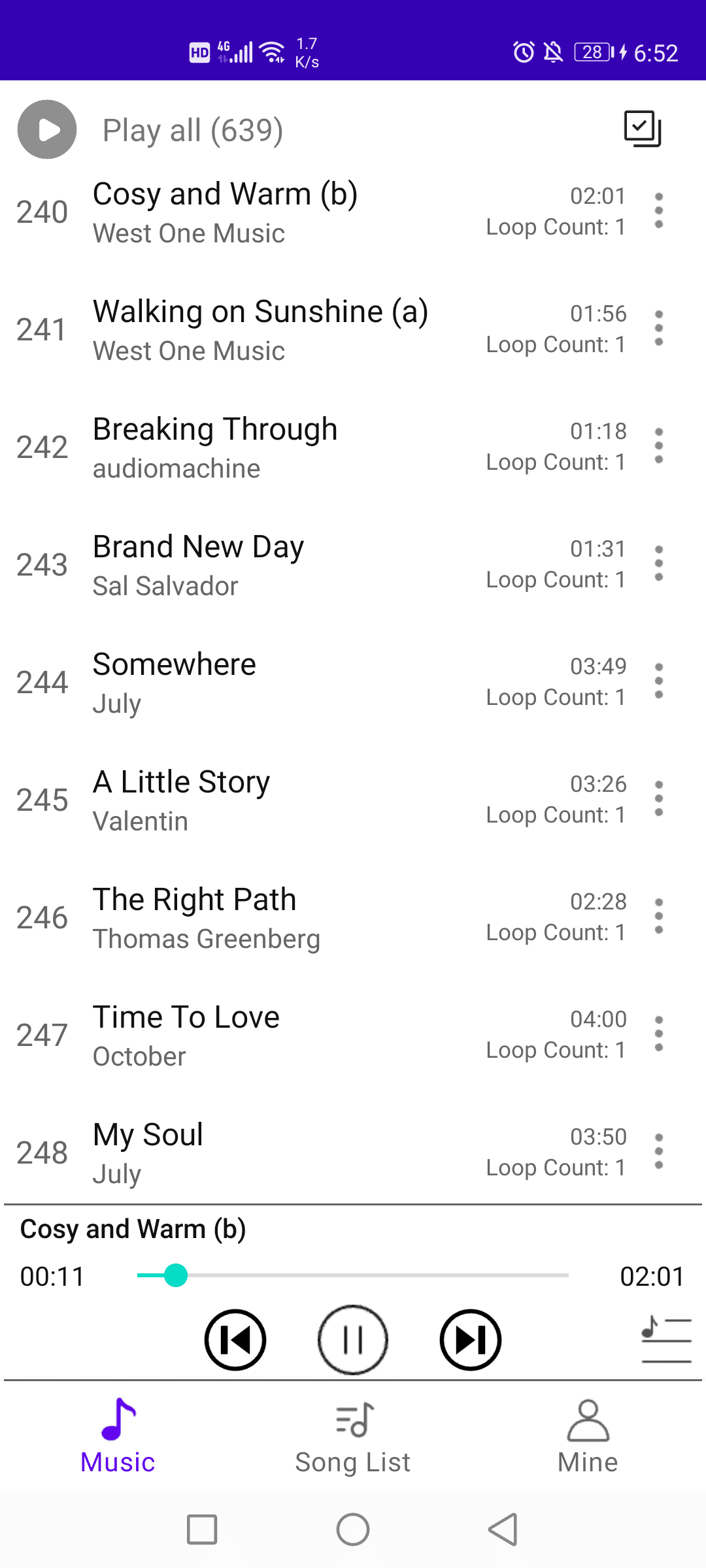 写了一个可以设置歌曲播放次数、播放间隔、复制到其它位置的本地音乐播放器 App！