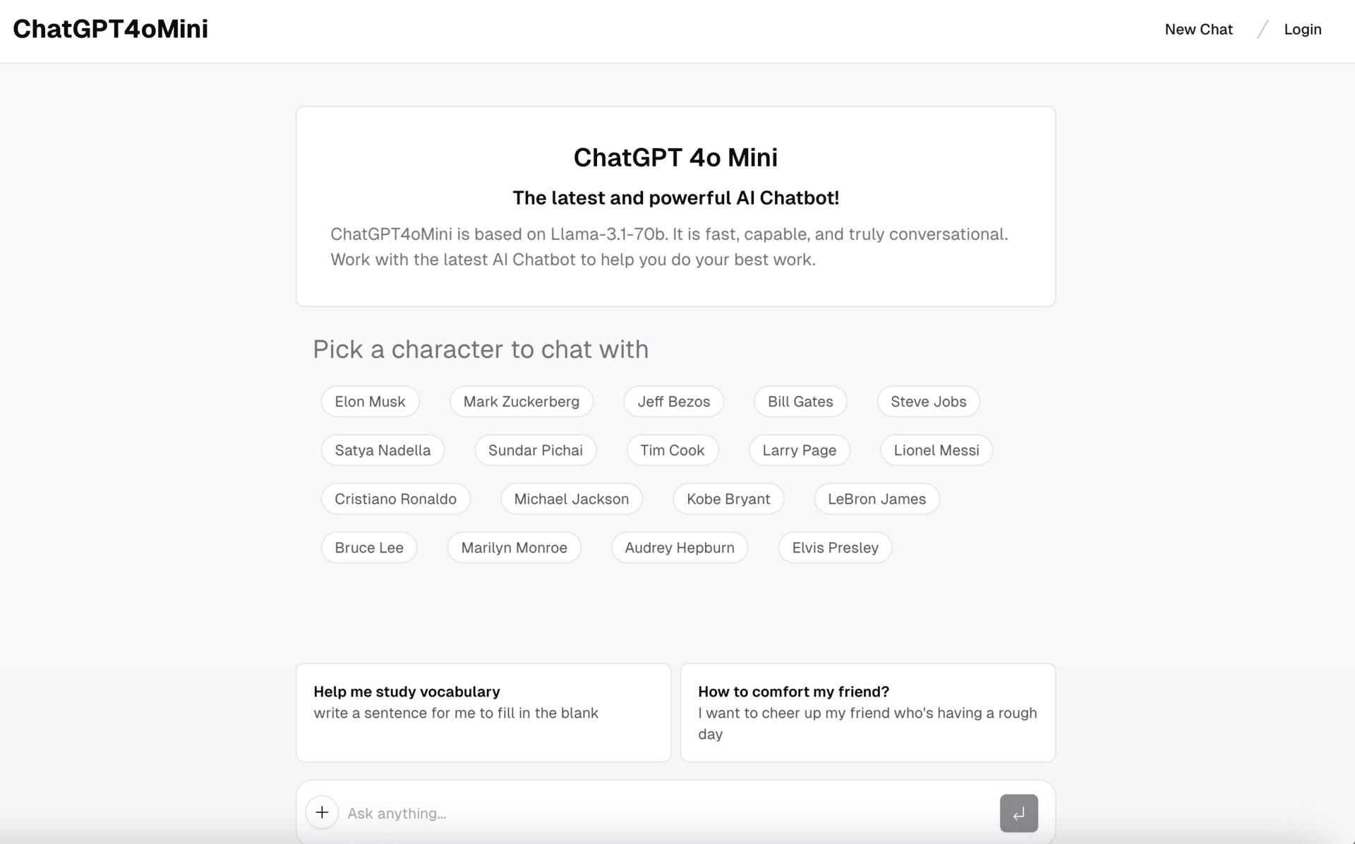 一个基于 Llama-3.1-70b 的聊天机器人，速度比 ChatGPT 和 Claude 还要快！！！