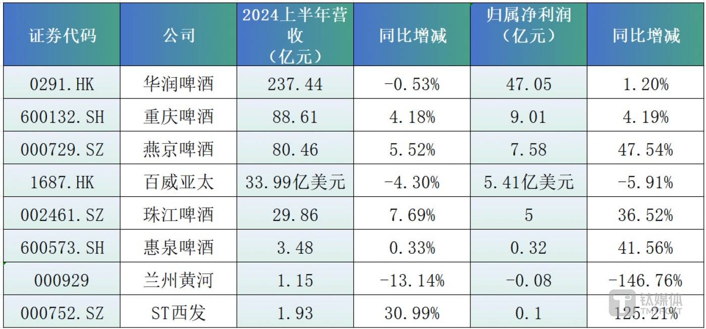 （数据来源：上市公司2024半年报，金桂财经制图）