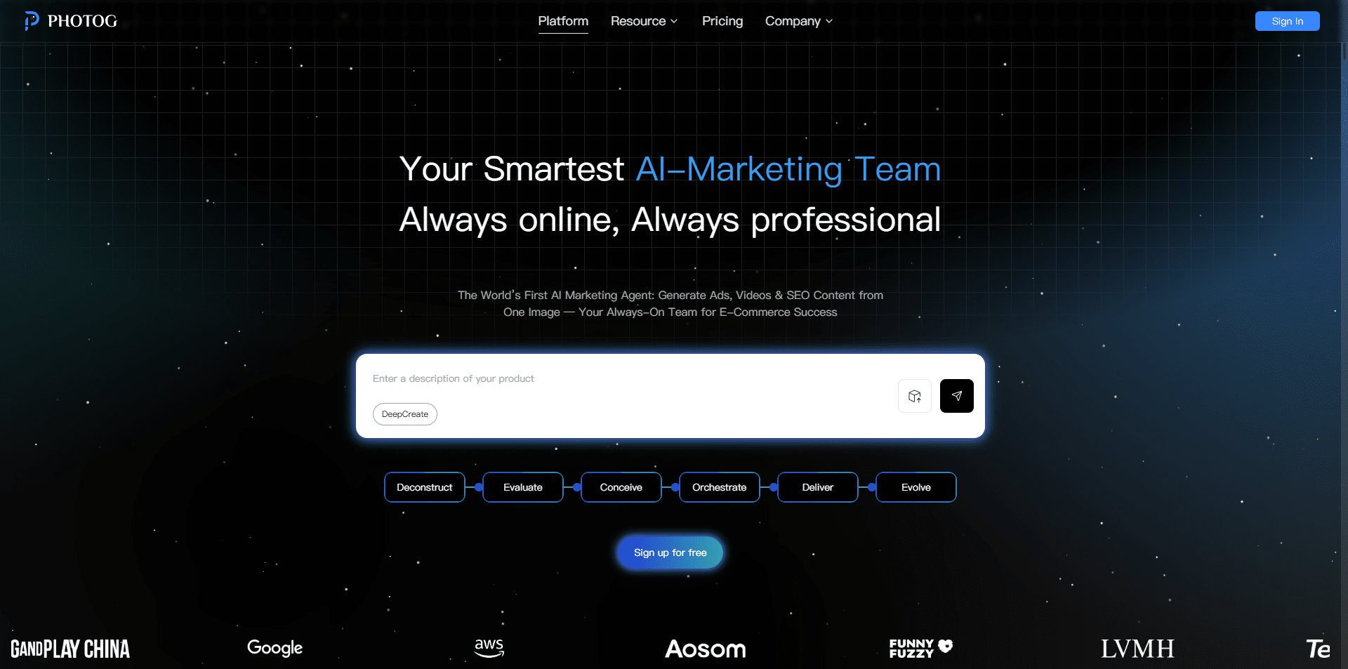 【网站自荐】PhotoG-全球首个 AI 营销智能体