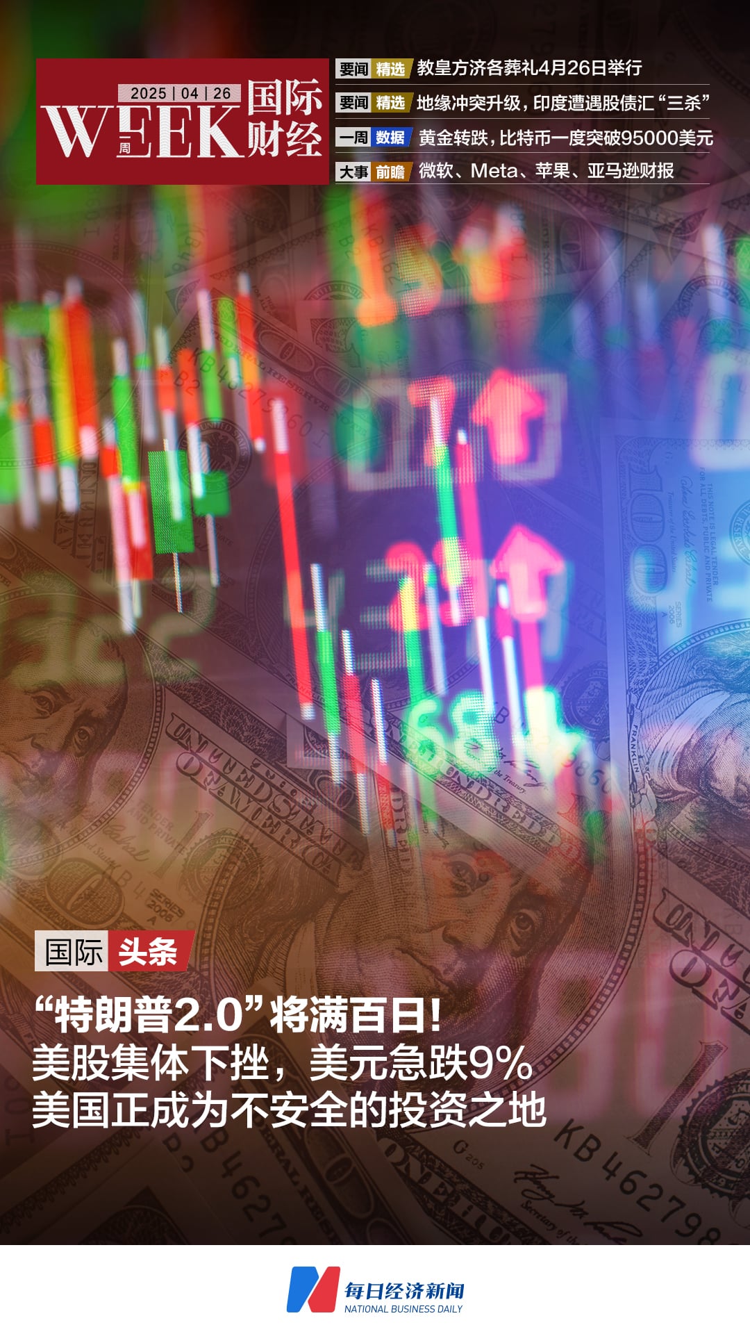 「特朗普2.0」将满百日，美国正成为不安全的投资之地；教皇方济各葬礼4月26日举行；地缘冲突升级，印度遭遇股债汇「三杀」；苹果、微软等科技巨头财报来袭 | 一周国际财经
