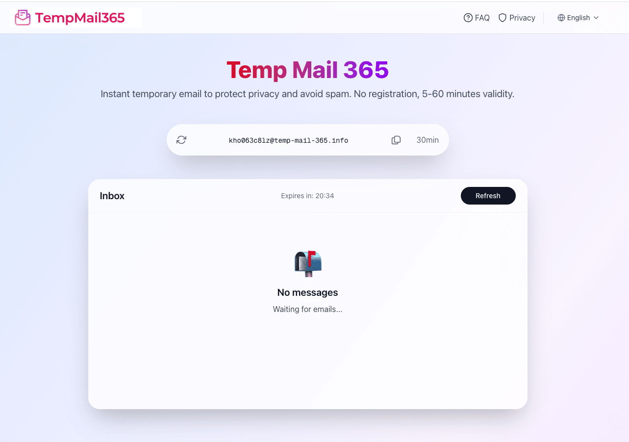 用 cursor 写了一个临时邮箱:Temp Mail 365