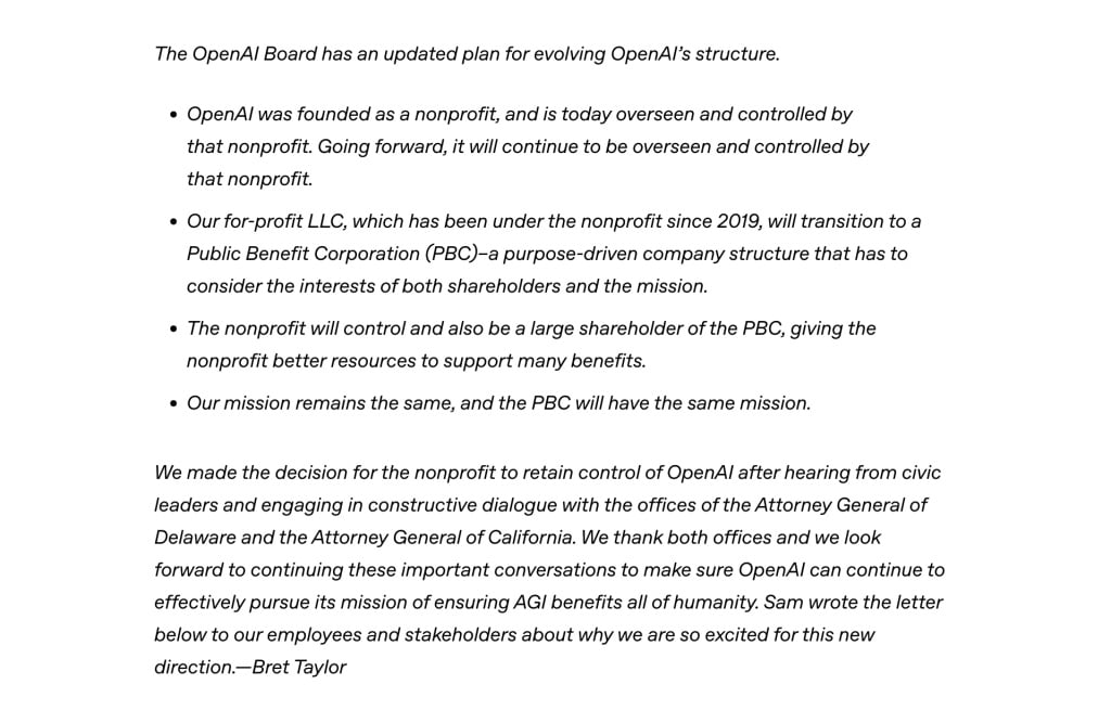 马斯克的胜利？OpenAI迫于压力放弃营利性转型计划