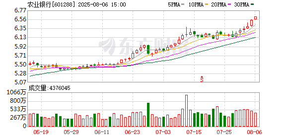 农业银行股价创历史新高 首次登顶A股市值冠军