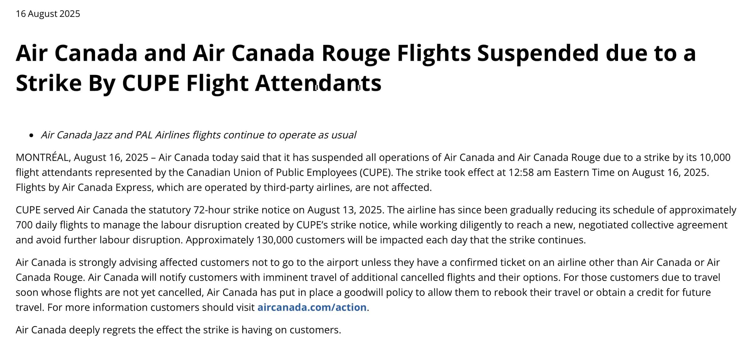 这家航司因空乘停工紧急停飞！到中国航班影响几何