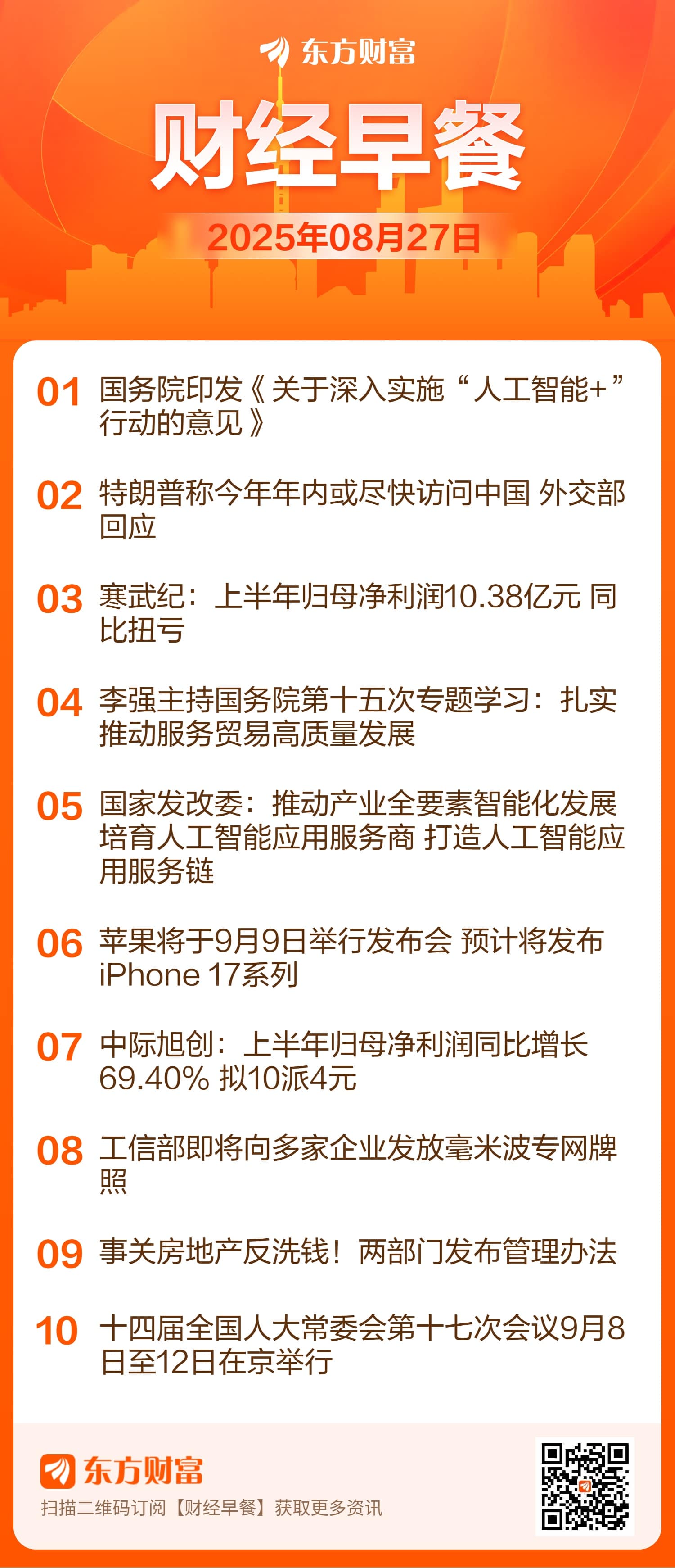 东方财富财经早餐 8月27日周三