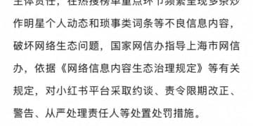 网信部门依法查处小红书平台破坏网络生态案件