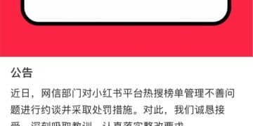 小红书回应被查处：成立整改专项工作小组