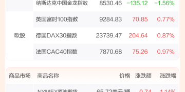 全球市场：美股三大指数集体收涨 中概股普跌 特斯拉、英特尔涨超4%