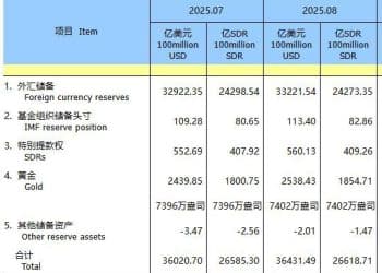 8月末我国外汇储备规模为33222亿美元 央行连续第10个月增持黄金