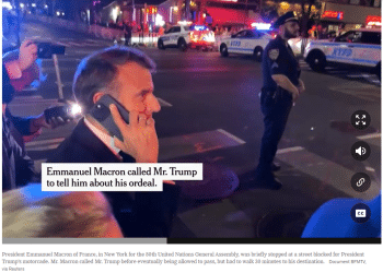 法国总统马克龙遭遇「纽约堵车」， 被迫滞留街头急电特朗普求助