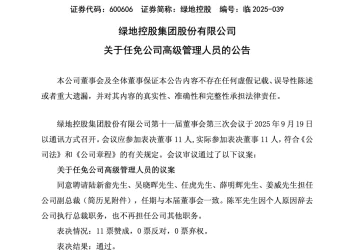 陈军辞任绿地控股执行总裁，去年税前年薪约288万元