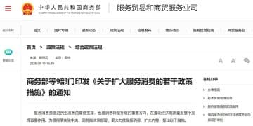 关于扩大服务消费，商务部等9部门重磅发布！推动互联网、文化等领域有序开放