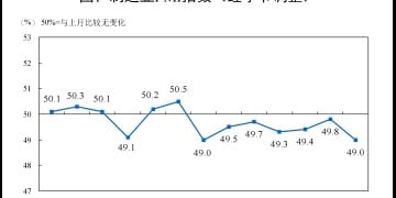 国家统计局:10月制造业PMI为49% 比上月下降0.8个百分点