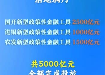 预计拉动项目总投资超7万亿元！5000亿元新型政策性金融工具完成投放