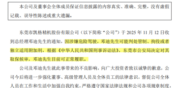 升到总经理才1个月，就涉嫌危险驾驶「取保候审」，去年年薪超100万元！上市公司致歉