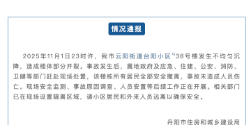 晚上11点过，一栋居民楼部分楼体开裂，墙体严重变形！当地最新通报：所有居民全部安全撤离