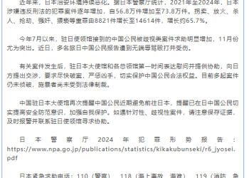 中国驻日本大使馆再次提醒中国公民注意人身安全