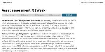全球最大稳定币遭质疑 标普将评级降至「最差一档」