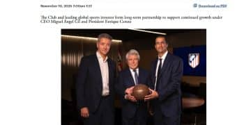 华尔街顶流私募砍下体育圈首个「大单」：收购西甲豪门马德里竞技