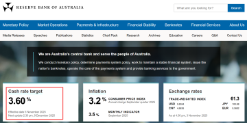 澳洲联储维持现金利率3.6% 不变 符合市场预期