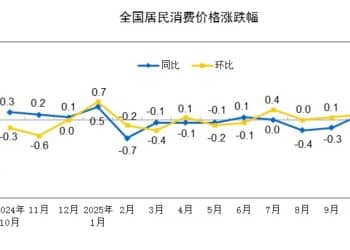 统计局：10月份CPI同比上涨0.2% PPI环比转涨