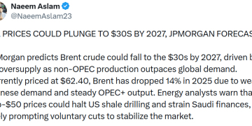 摩根大通预警：2027年国际油价或暴跌至30美元区间