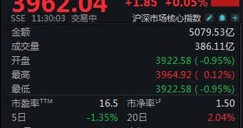 低开高走强势反攻，沪指半日上涨0.05%
