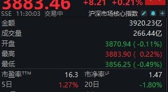 A股缩量盘整，沪指半日微涨0.21%