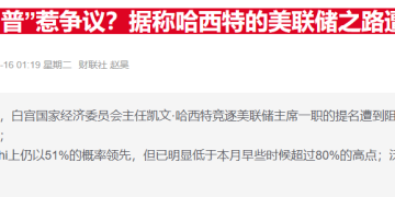 哈西特重申力挺美联储独立性 贝森特称本周还将继续面试