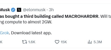 AI大战升级！马斯克证实：xAI已买下第三栋楼 训练算力剑指2吉瓦