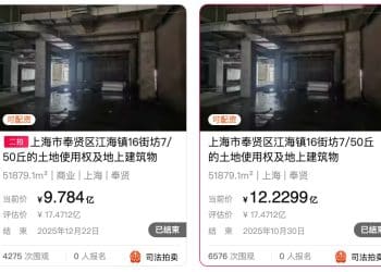 停工4年、五六折挂牌拍卖仍无人出价 上海奉贤这座万达广场二次流拍