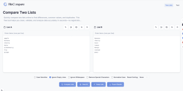 FileCompare (https://filecompare.org) 让数据差异一目了然！
