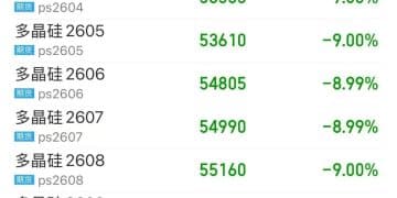 「弱现实」压力仍在 多晶硅期货多个合约跌停