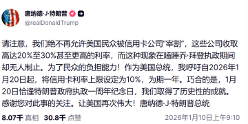 金融圈「炸锅」！特朗普呼吁：信用卡利率10% 封顶、为期一年