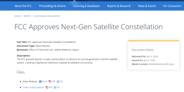 星链规模再扩容！美FCC批准SpaceX部署7500颗第二代卫星