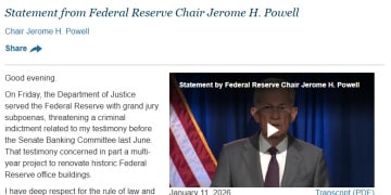 重磅！美联储主席鲍威尔遭刑事调查 罕见视频回应
