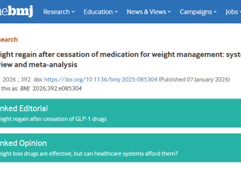 最新研究：停用减肥药不到两年 患者体重与代谢指标就会被「打回原形」