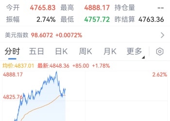 逼近4900美元/盎司！金价创新高后 一度直线下跌！