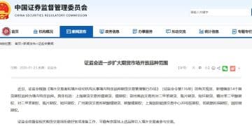 证监会进一步扩大期货市场开放品种范围