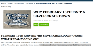 白银抛售潮背后：一则「2月15日IRS严打」的旧谣言如何被重新点燃？