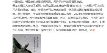 玉渊潭天：中国可对法国葡萄酒发起双反调查