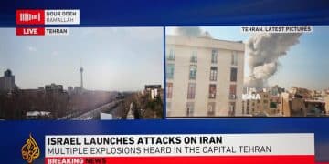 美以对伊发动联合军事行动 画面显示德黑兰市中心浓烟滚滚