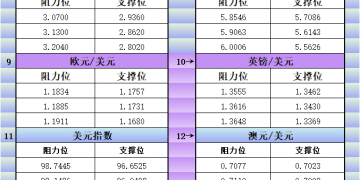 2月19日美市更新支撑阻力：18品种支撑阻力(金银铂钯原油天然气铜及十大货币对)