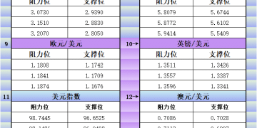 2月20日美市更新支撑阻力：18品种支撑阻力(金银铂钯原油天然气铜及十大货币对)